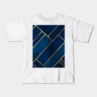 Navy Gold Geometric Kids T-Shirt